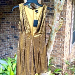 NBD sequin cocktail dress size S NWT asymmetrical